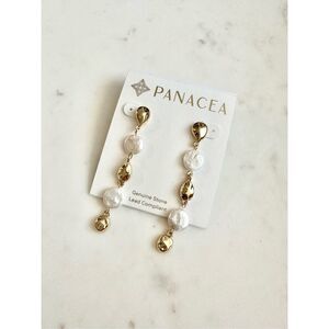 Panacea gold and pearl dangle earrings